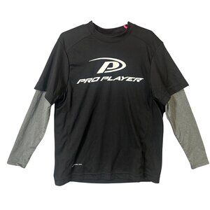 Pro Player Boys Size M Black & Gray LS Shirt Perform-Dri Moisture-Wicking NWT